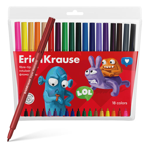 Picture of EK FIBRE TIP MARKERS X18 WASHABLE